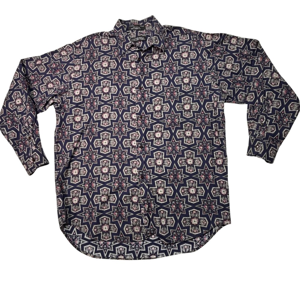 Vintage Generra Collection Button Up Shirt Mens M Geometric Print 90s